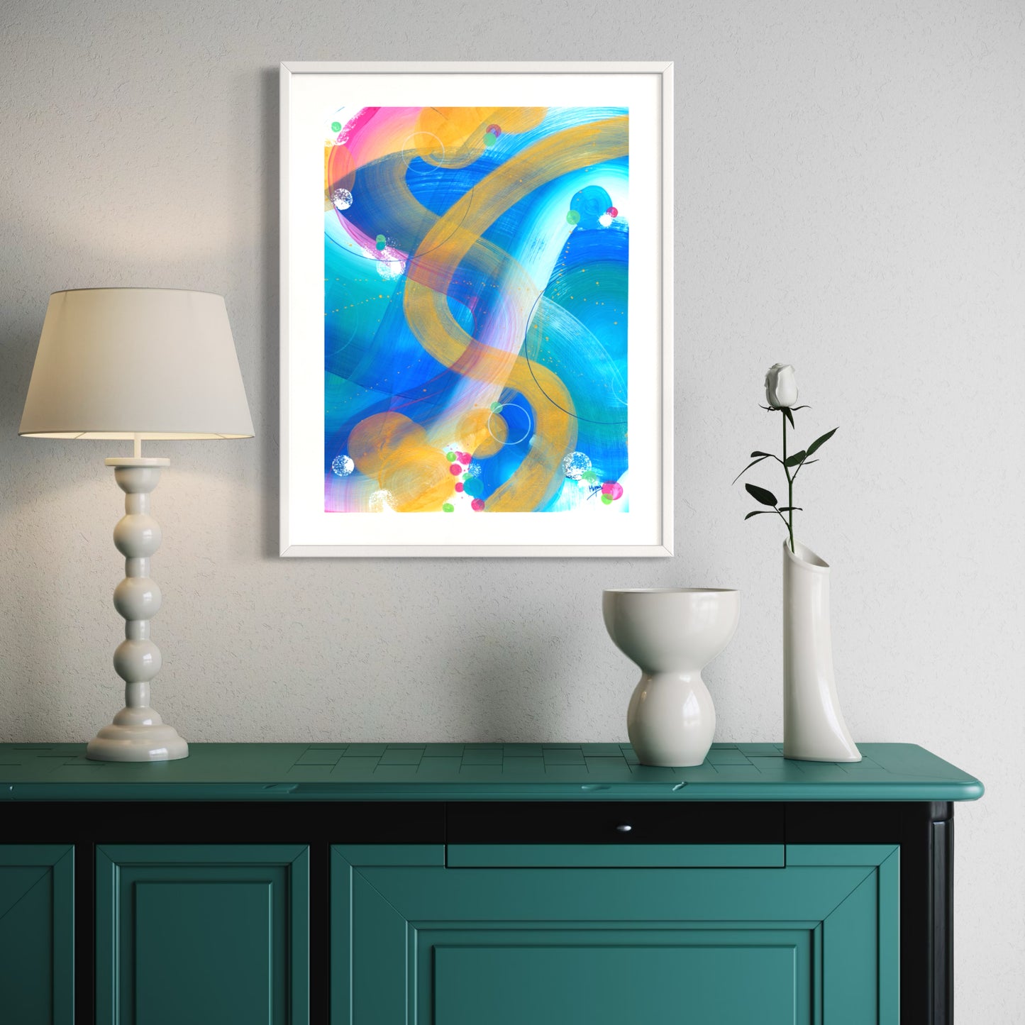 Colorful Currents 3/5 Original acrylic painting on paper