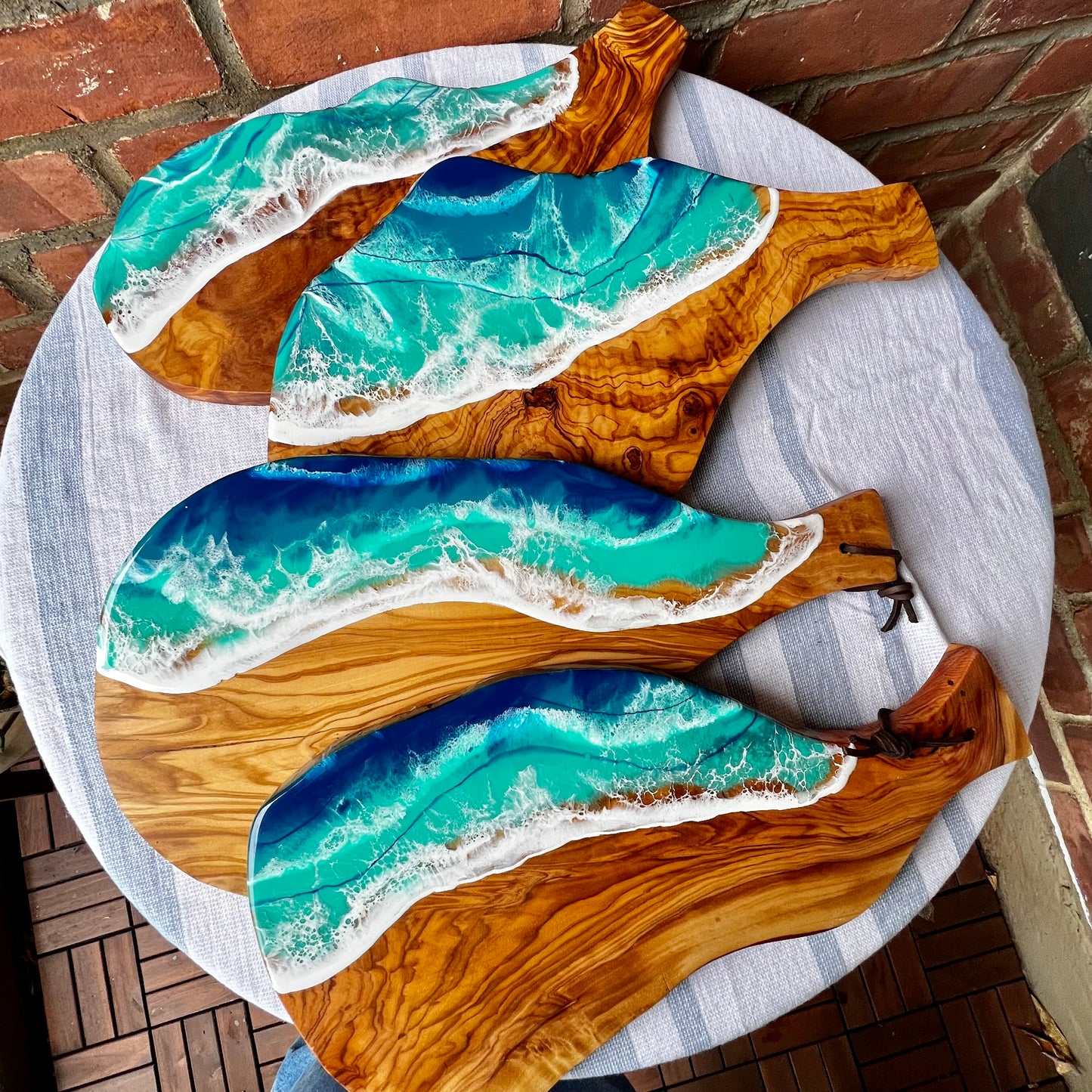 Small Olive Wood Ocean Wave Cheese Board