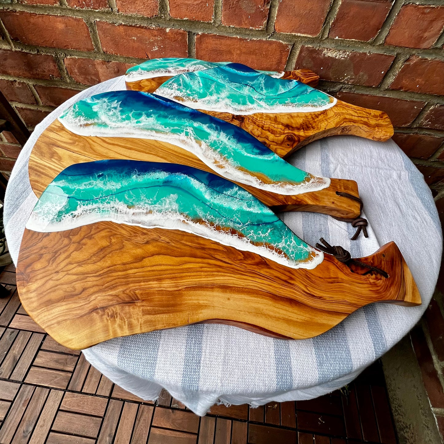 Small Olive Wood Ocean Wave Cheese Board