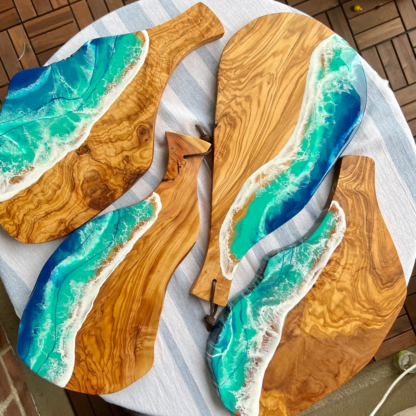 Small Olive Wood Ocean Wave Cheese Board