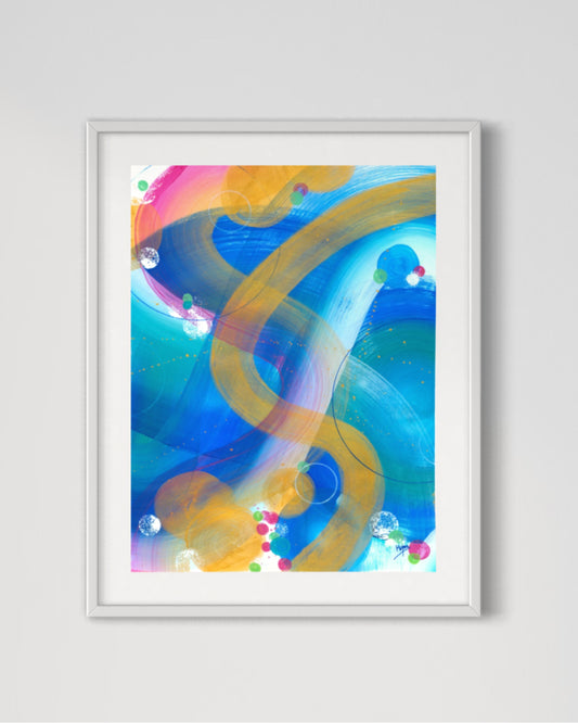 Colorful Currents 3/5 Original acrylic painting on paper